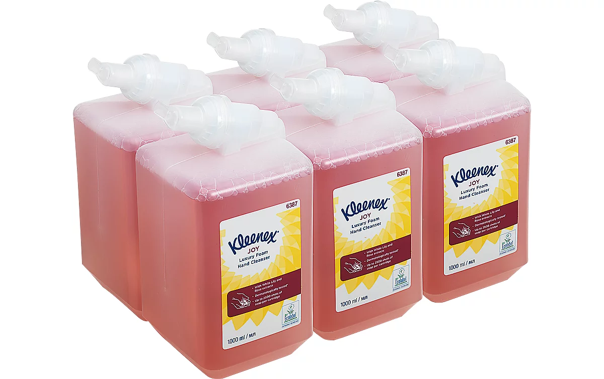 Jabón de espuma perfumado Kleenex® Joy 6387, perfumado, 6 x 1 litro, rosa