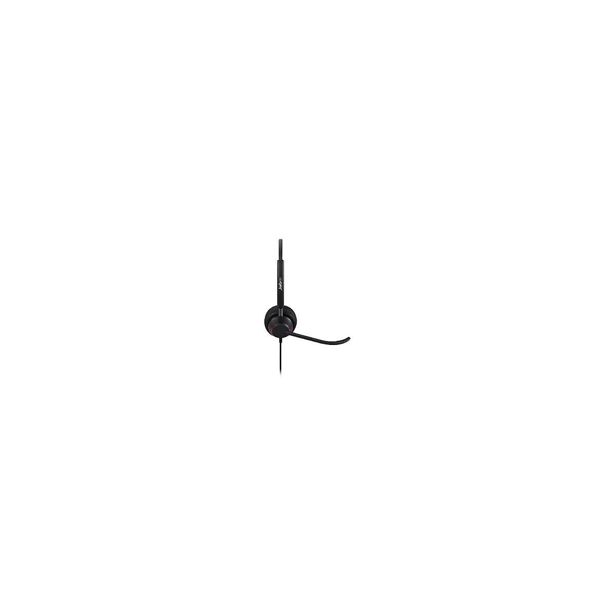 Schwarzes Jabra-Headset mit Mikrofon auf weißem Hintergrund.