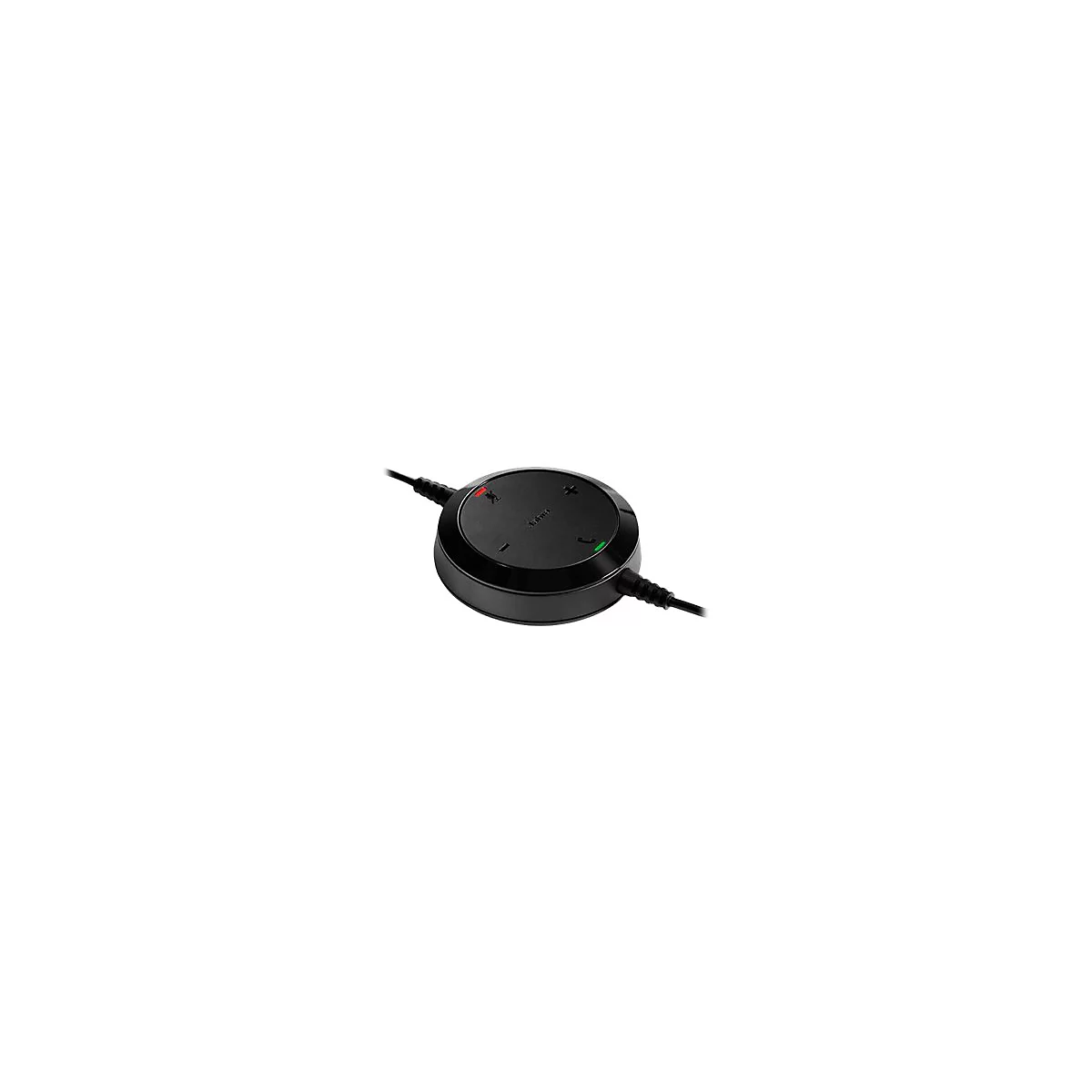 ContrÃ´le Jabra noir avec boutons pour le volume, la prise d'appel et la sourdine.