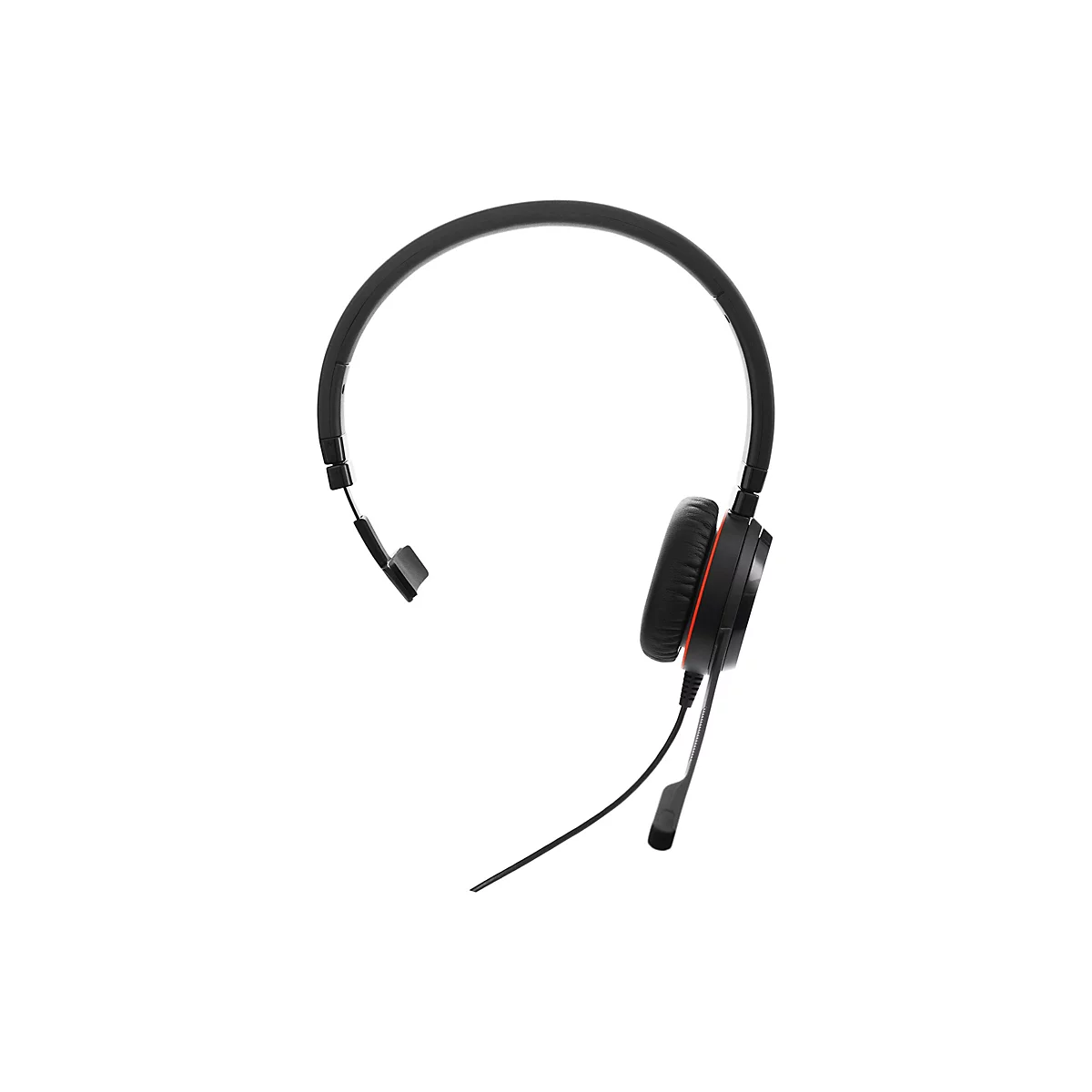 Casque noir avec microphone sur fond blanc.