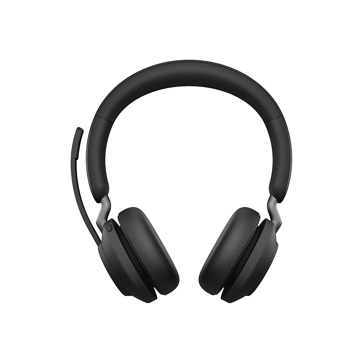 Schwarzer Over-Ear-Kopfhörer mit Mikrofon, freigestellt auf weißem Hintergrund.