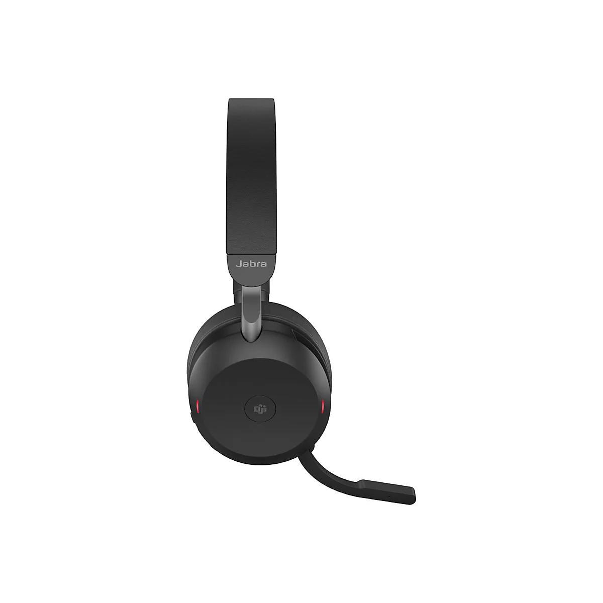 Schwarzes Jabra-Headset mit Bügel und Mikrofon, vor weißem Hintergrund.