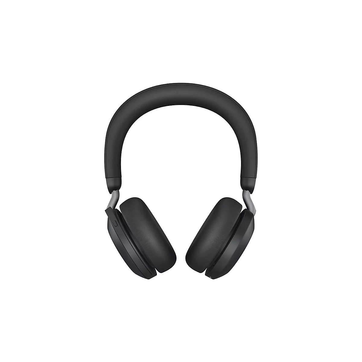 Casque noir avec bandeau rembourré et oreillettes, sur fond blanc.