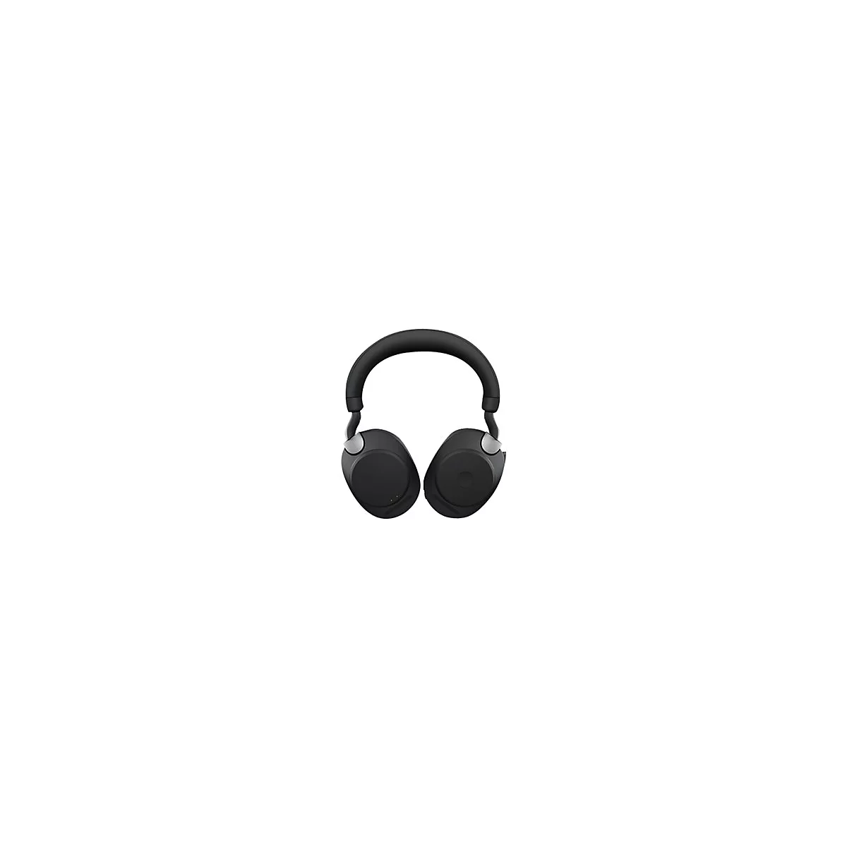 Casque noir avec bandeau et oreillettes rembourrés, accents gris, sur fond blanc.