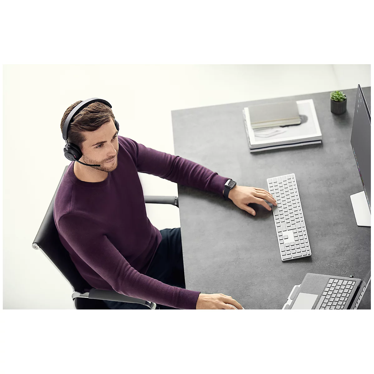 Jabra Headset Evolve2 65 Stéréo, Bluetooth, MS Teams, batterie 35h (appels) o. 37h (musique), noir