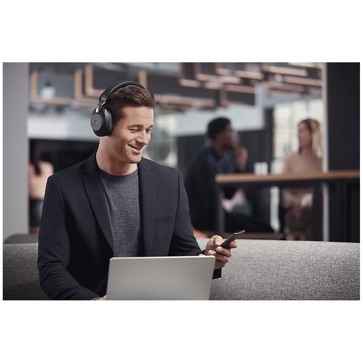 Jabra Headset Evolve2 85 Stereo, Bluetooth, MS Teams, Akku 26h (Anrufe) o. 37h (Musik), schwarz