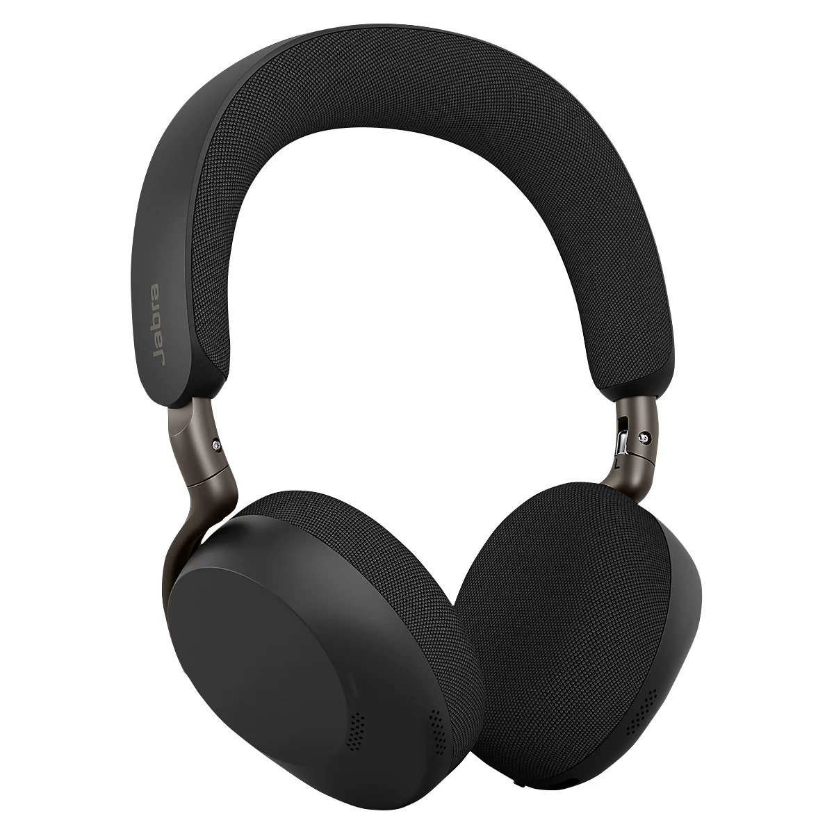 Casque supra-auriculaire noir avec des accents argentés ; logo Jabra visible.