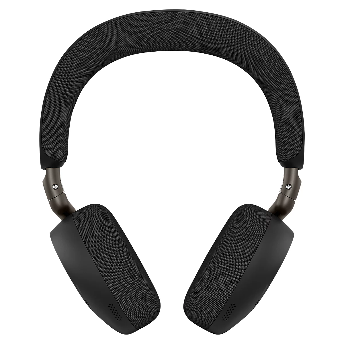 Casque noir avec coussinets d'oreille et serre-tête rembourrés. Les supports sont métalliques.