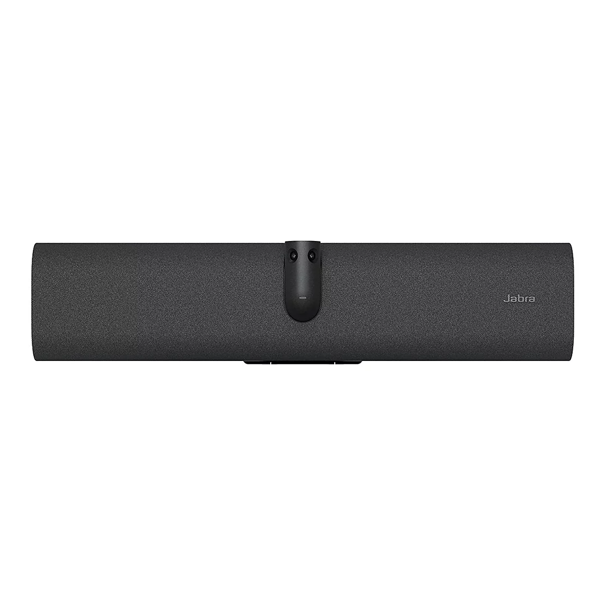 Dunkelgraue Soundbar mit Kamera, das Jabra Logo ist erkennbar.