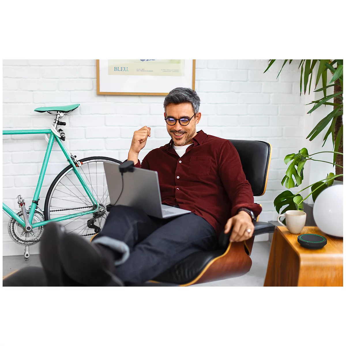 Jabra Speak2 55 solution mains libres pour conférences, 4 microphones, optimisé pour MS-Teams, sans fil, connexion USB-C/ -A, Bluetooth, gris foncé