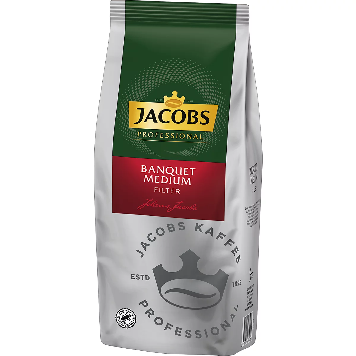 Jacobs Banquet Medium Filterkaffee, 1 kg, High Yield, RA-zertifiziert, Intensität 3/5, für Filtermaschinen