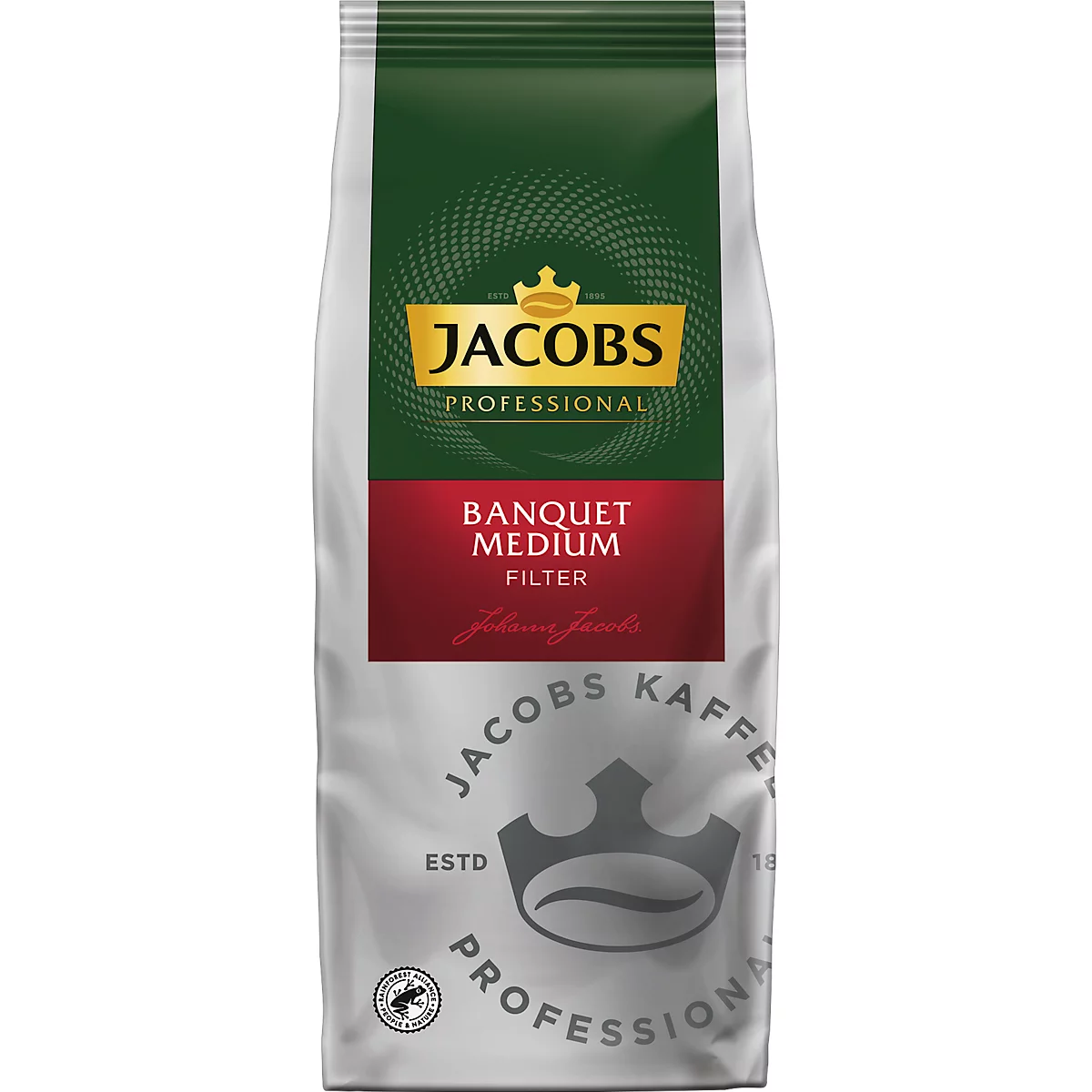 Jacobs Banquet Medium filterkoffie, 1 kg, High Yield, RA-gecertificeerd, intensiteit 3/5, voor filtermachines