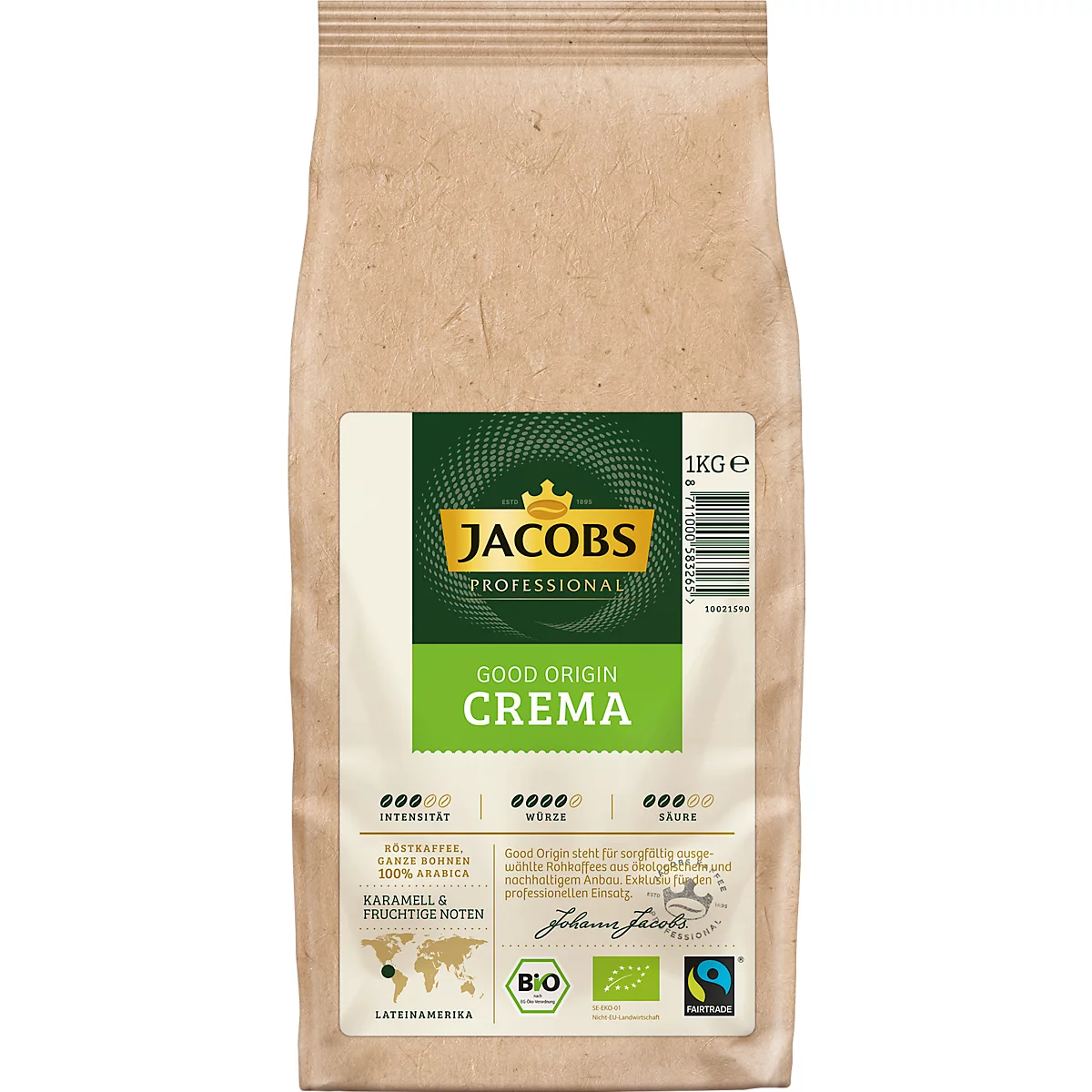 Jacobs Good Origin Café Crema grain entier, bio, 1 kg