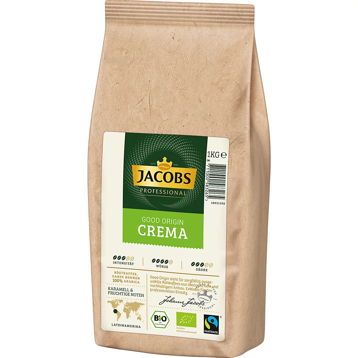 Jacobs Good Origin Café Crema grain entier, bio, 1 kg