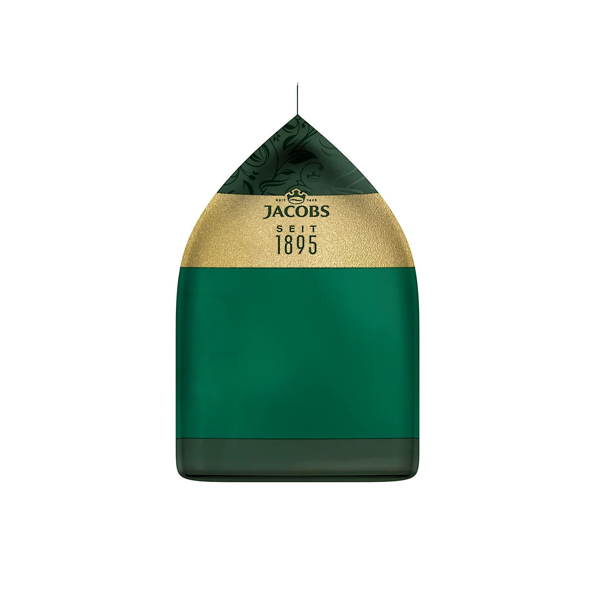 Jacobs Kaffeeverpackung mit dunkelgrünem und goldfarbenem Design und dem Logo.