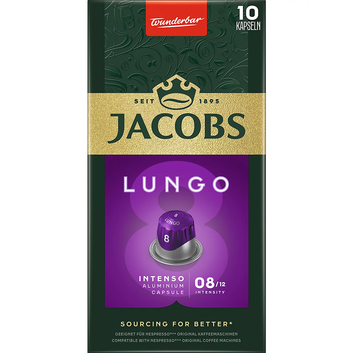 Jacobs Lungo 8 Classico Kaffeekapseln, Röstkaffee, 10 x 52 g, Nespresso®-kompatibel, UTZ-zertifiziert