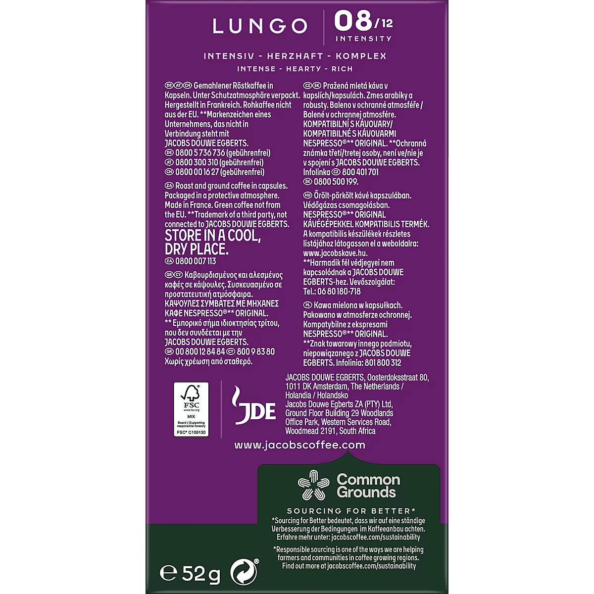 Jacobs Lungo 8 Classico Kaffeekapseln, Röstkaffee, 10 x 52 g, Nespresso®-kompatibel, UTZ-zertifiziert