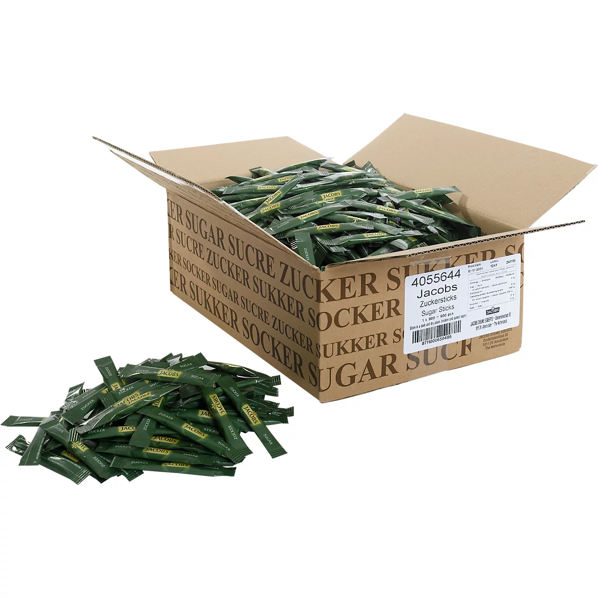 Jacobs Professional Sucres en sticks, 900 x 4g de sucre en portions