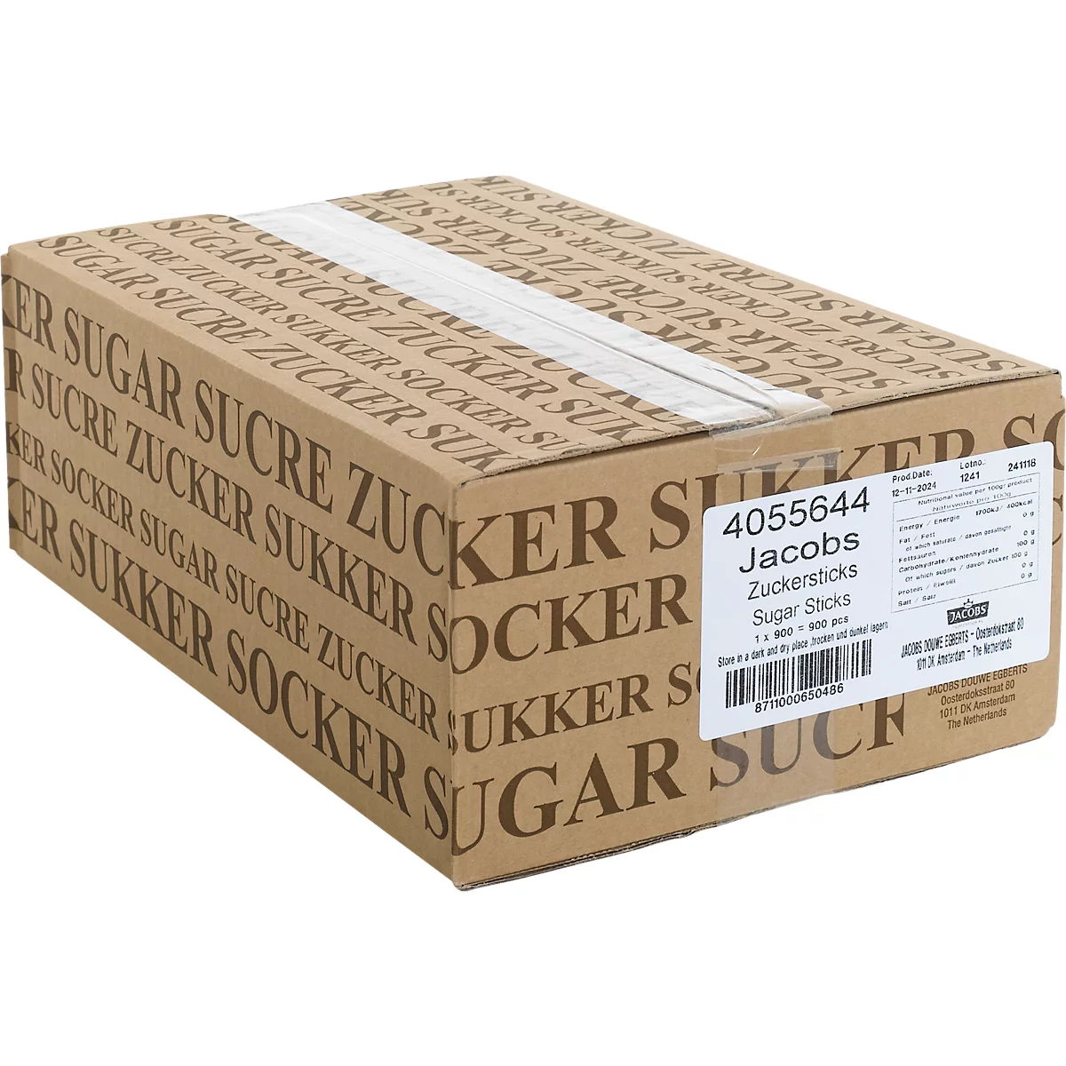 Jacobs Professional Sucres en sticks, 900 x 4g de sucre en portions