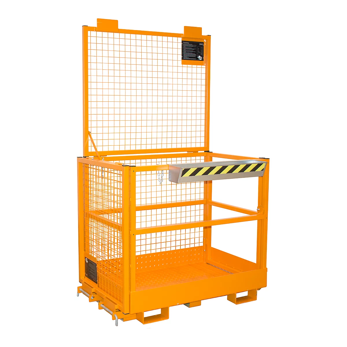 Jaula de trabajo para carretillas elevadoras tipo MB-II Bauer*, para 2 personas, hasta 300 kg, L 1040 x A 1300 x H 2155 mm, amarillo-naranja RAL 2000