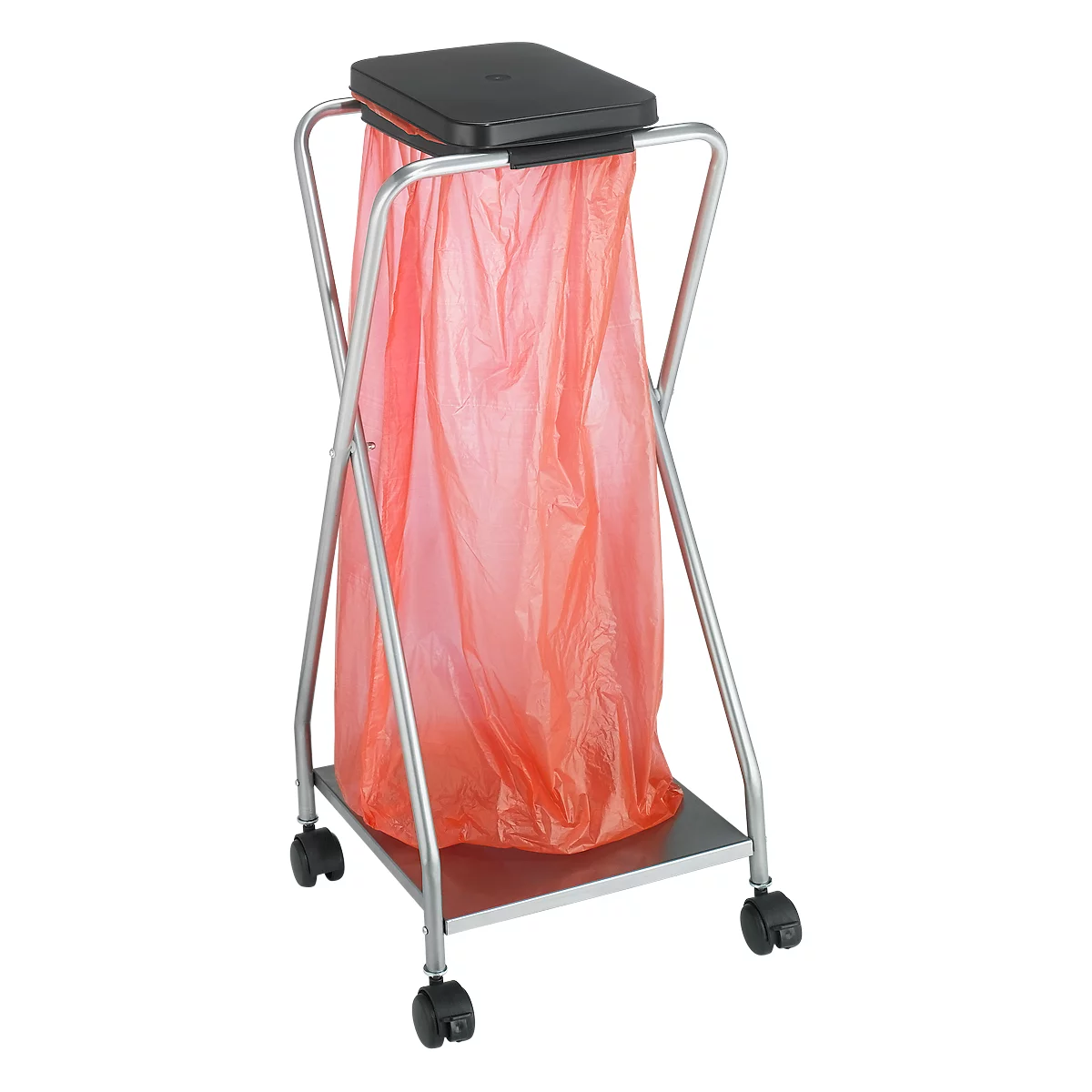 Jeu de 4 roulettes pour support pour sac poubelle de 70 litres avec socle et couvercle