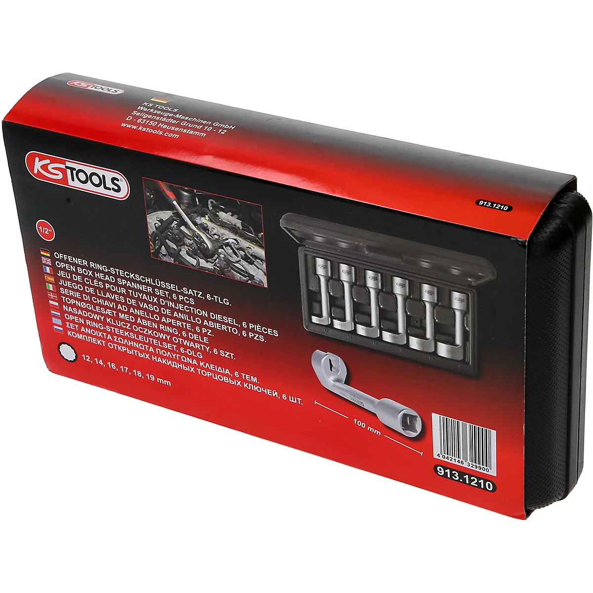 Boîte à outils avec clés, KS Tools, boîte noire, partiellement ouverte.