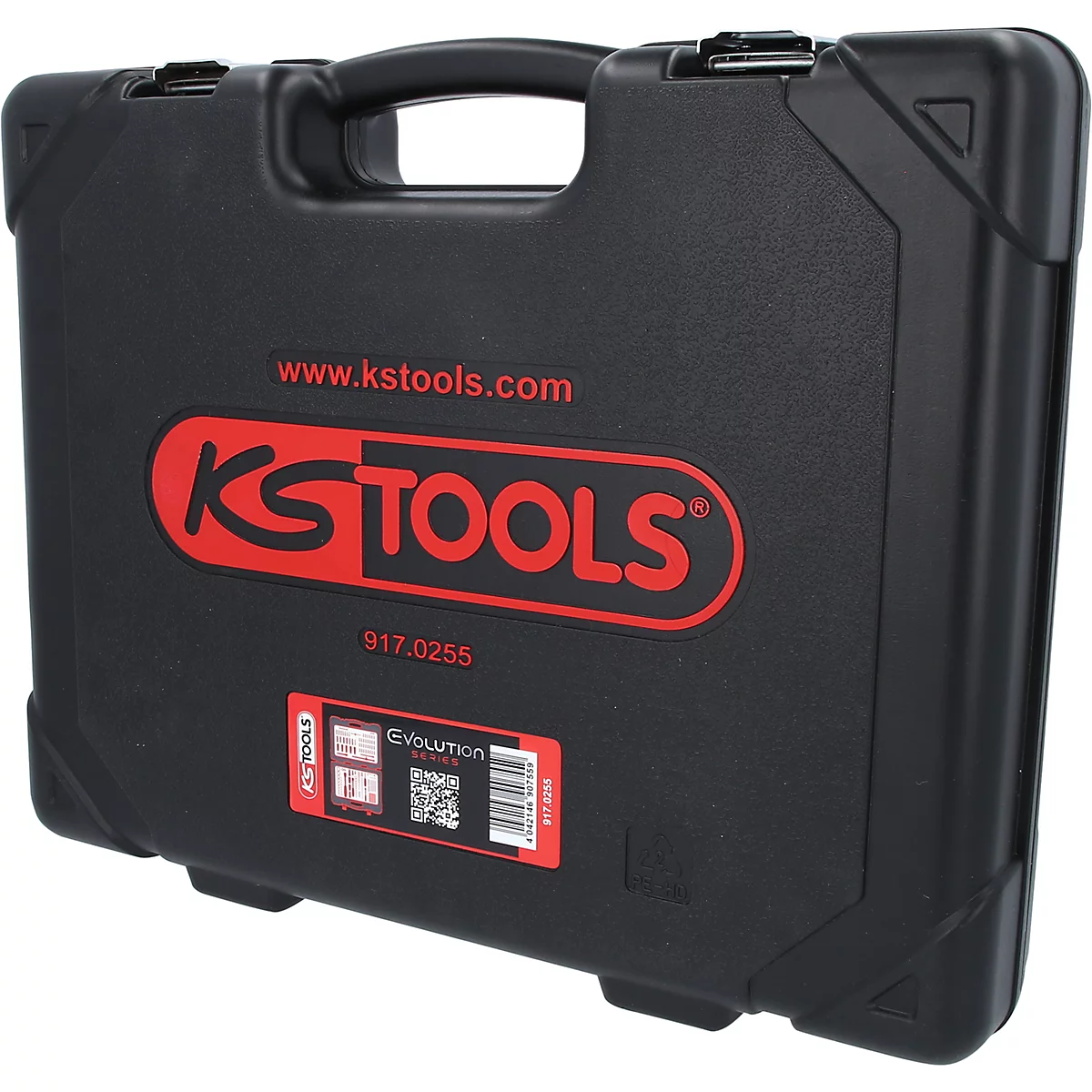 Mallette à outils noire de KS Tools avec logo rouge sur le devant.