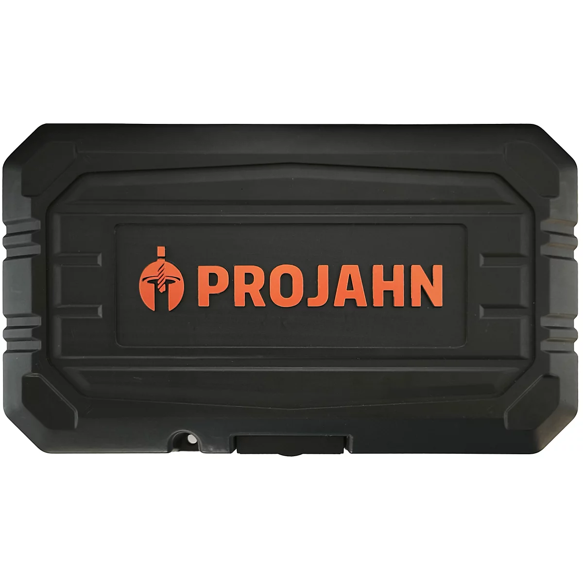 Mallette à outils en plastique noir avec le logo orange Projahn.