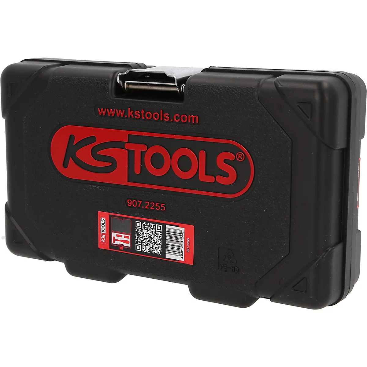 Mallette à outils noire KS Tools avec logo rouge et étiquette produit.