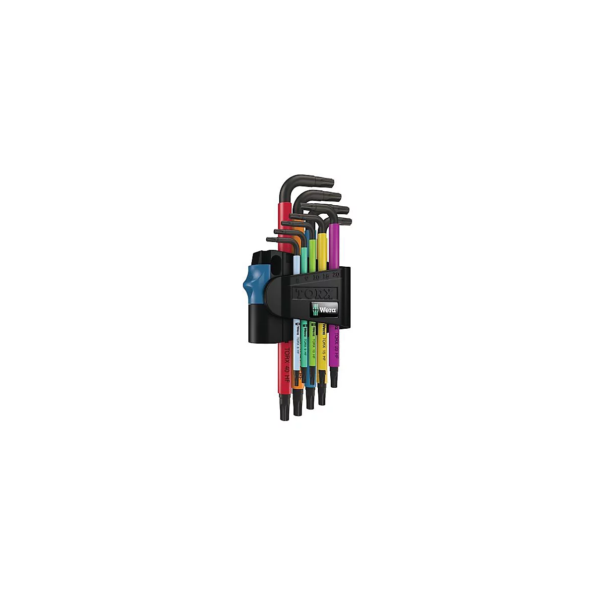 Jeu de tournevis coudés 967 SL 9 pces.T8-T40 code couleur,avec HF WERA
