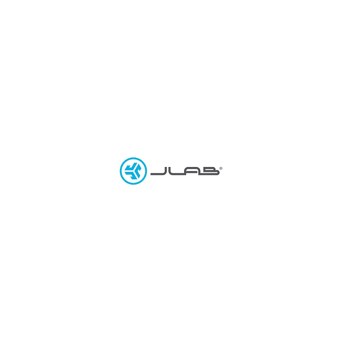 Das JLab Logo besteht aus einem türkisfarbenen Kreis mit abstraktem Symbol und dem Schriftzug JLab in Dunkelgrau.