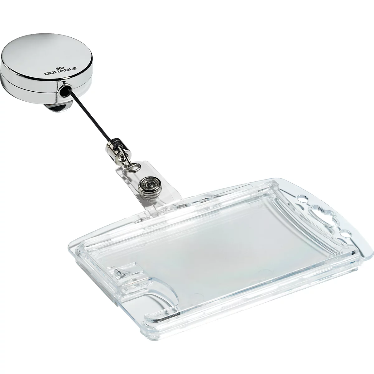 Jojoband Durable CHROME, pour porte-badges/porte-noms, boucle à bouton-pression, pince de fixation, L 800 x l 40 mm, métal chromé, argent, 10 pièces