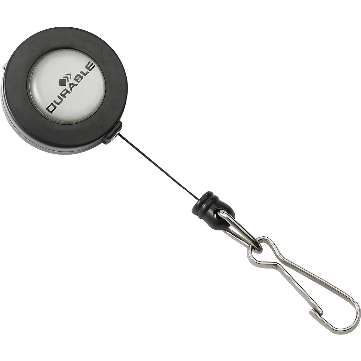 Jojoband Durable, voor badgehouders/naamplaatjes, veerhaak, bevestigingsclip, L 800 x B 30 mm, kunststof, antraciet, 10 stuks