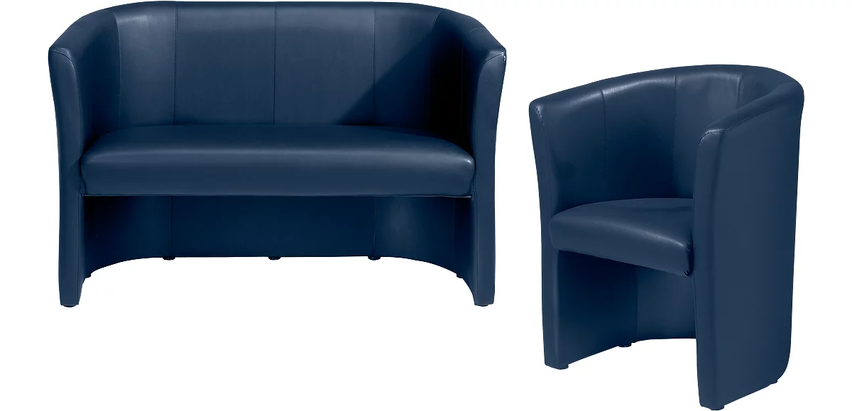 Juego completo sillón club + sofá de dos plazas, azul oscuro