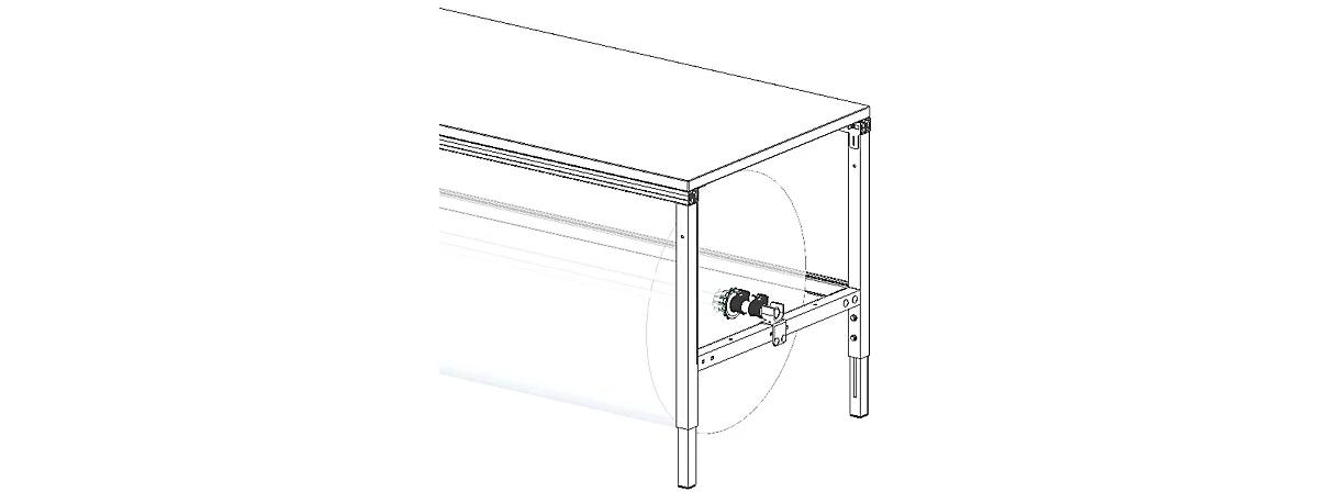 Juego de ejes para mesa de embalaje Hüdig+Rocholz System Flex, para anchura de mesa 1600 mm