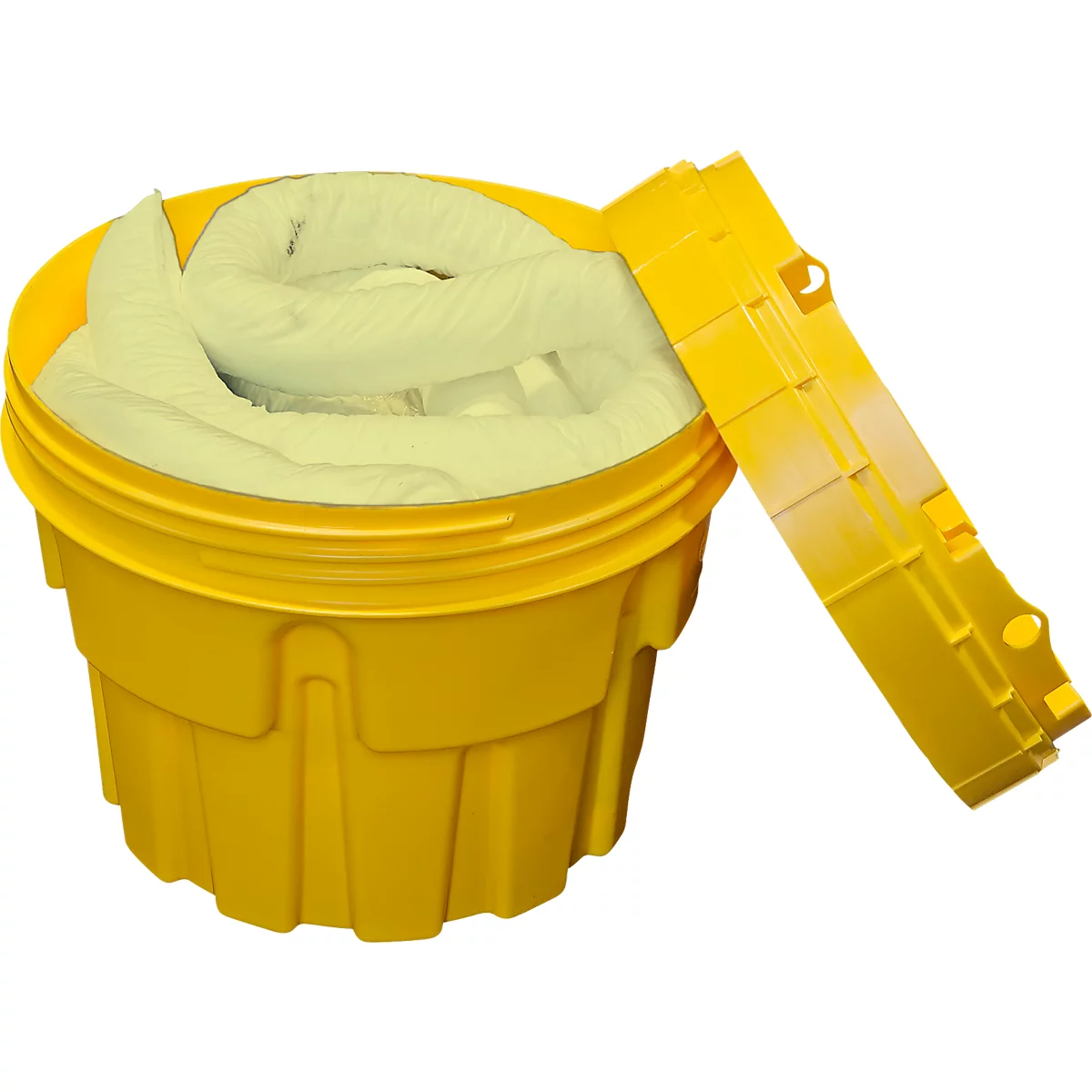 Juego de emergencia para fugas en bidón de seguridad UN para sustancias químicas, cap. juego 75 l