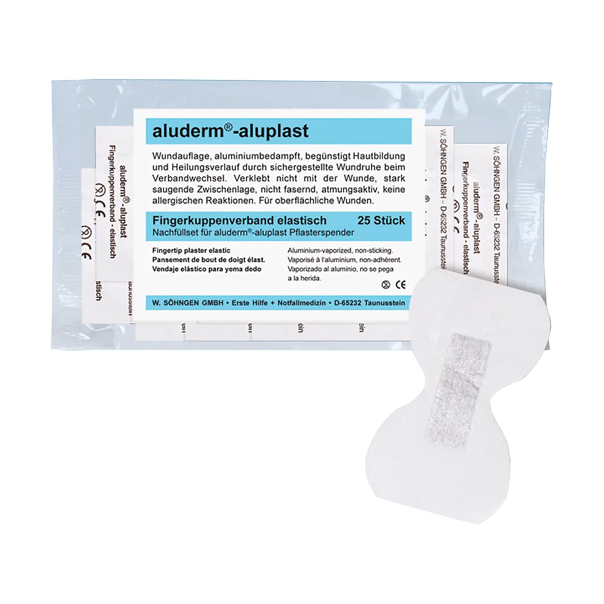 Juego de recambio tipo 3 para el dispensador de esparadrapo aluderm®-aluplast, Venda para los dedos, 25 piezas