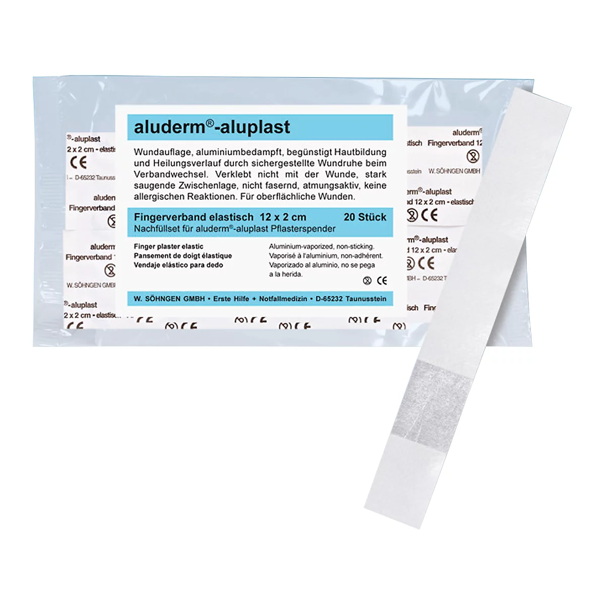 Juego de recambio tipo 4 para dispensador de esparadrapo aluderm®-aluplast, Vendas para los dedos, 20 piezas