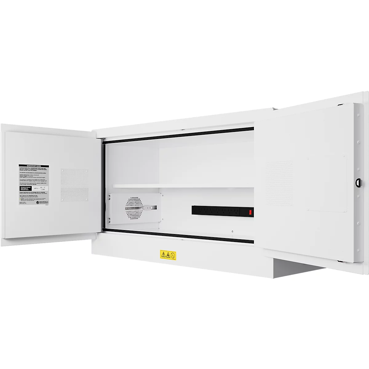 Justrite Akku-Ladeschrank, für Lithium-Ionen-Akkus, abschließbar, mit Belüftung, Stahl, B 1092 x T 457 x H 610 mm, grau