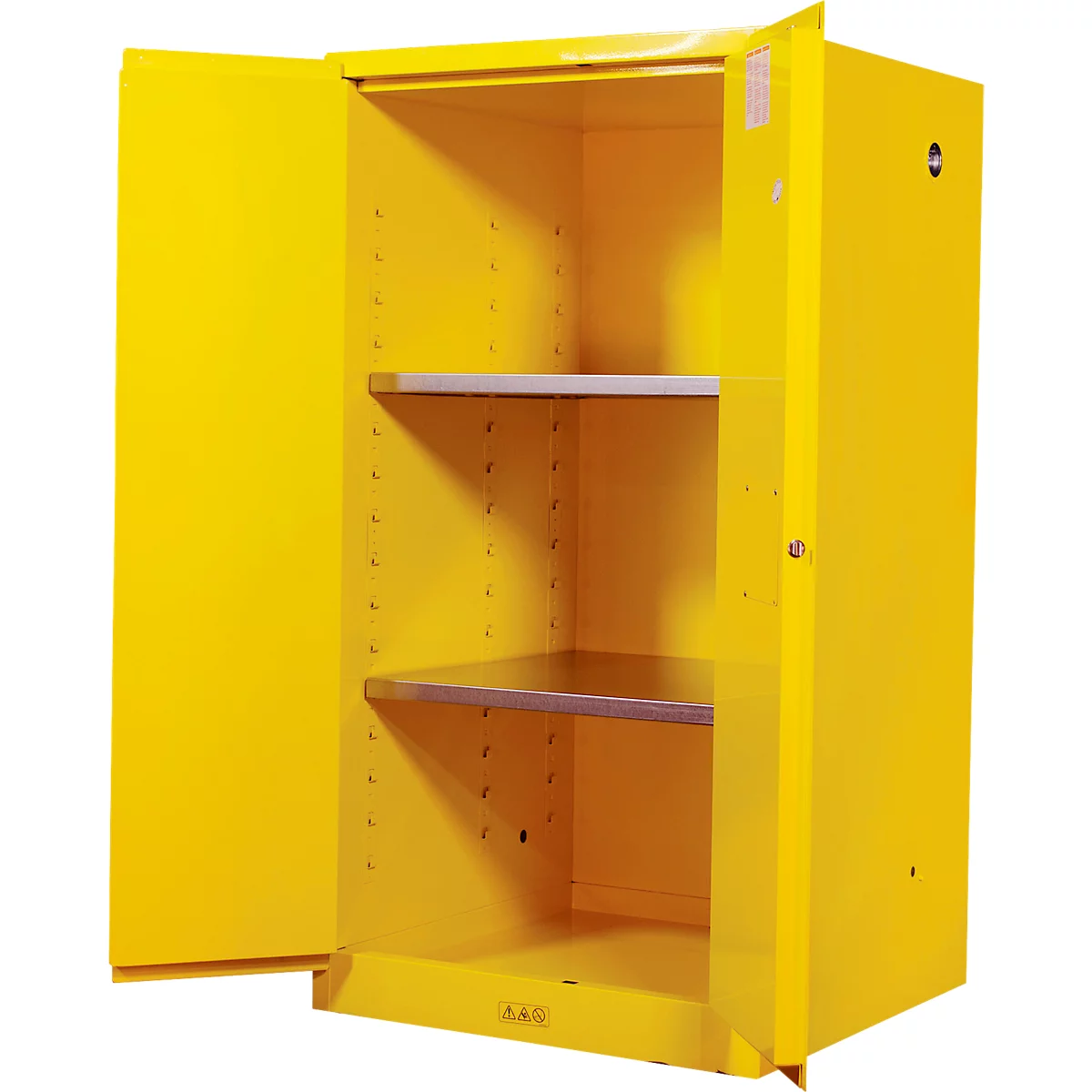 Justrite FM-Sicherheitsschrank Classic Sure-Grip® EX, für entzündbare Flüssigkeiten, bis 227 Liter, manuell schließende Türen, gelb