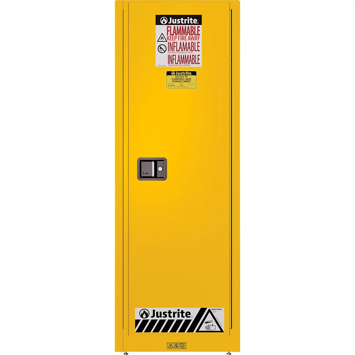 Justrite FM-Sicherheitsschrank Slimline Sure-Grip® EX, für entzündbare Flüssigkeiten, bis 83 Liter, selbstschließende Türen, gelb