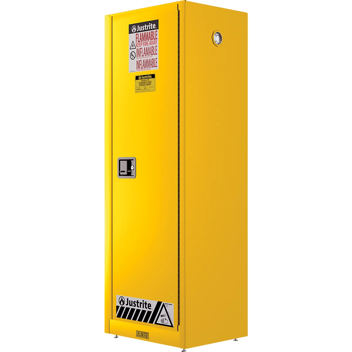 Justrite FM-Sicherheitsschrank Slimline Sure-Grip® EX, für entzündbare Flüssigkeiten, bis 83 Liter, selbstschließende Türen, gelb