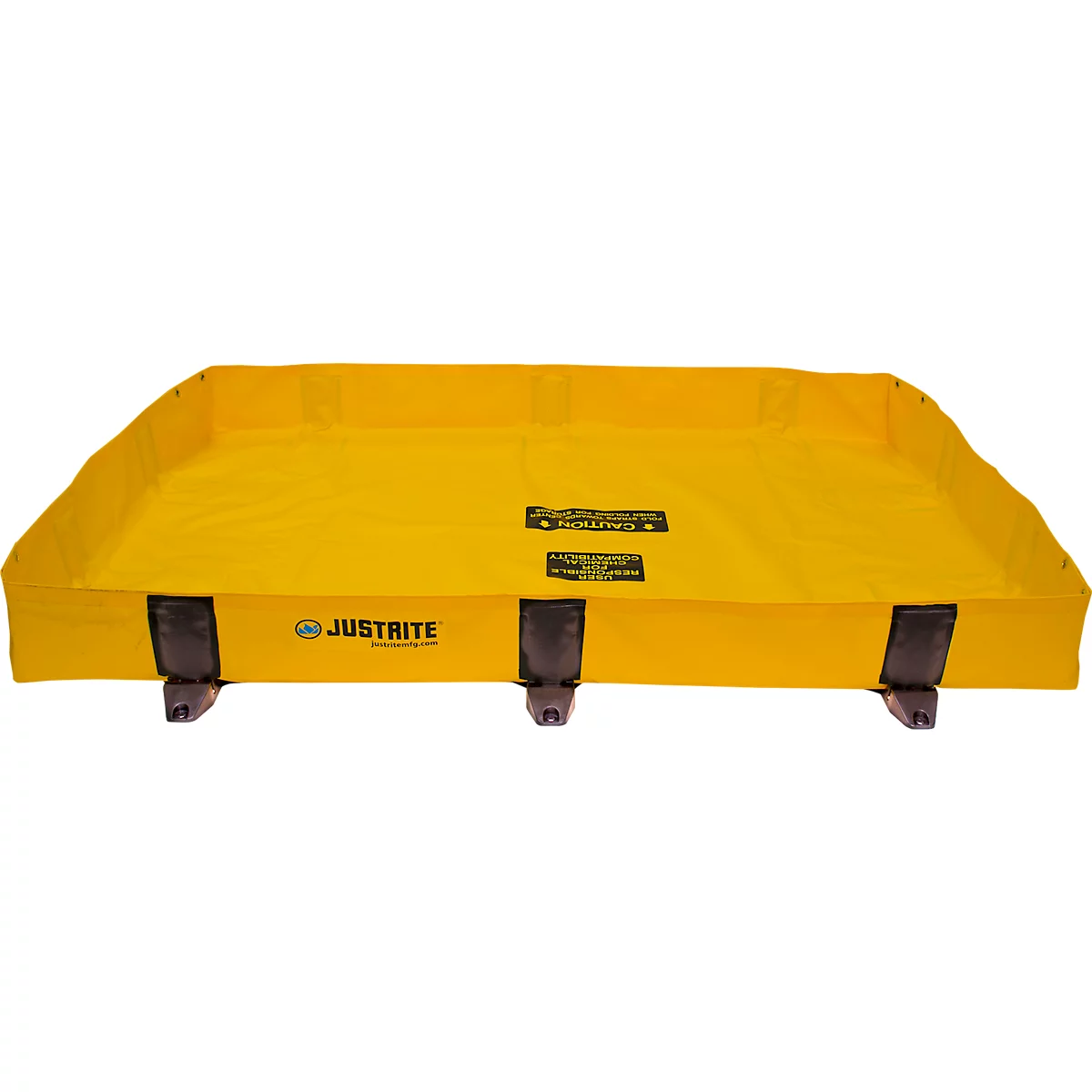 Justrite opvouwbare lekbak Lite, toegankelijk, H 2030 x B 1420 mm, 299 L, geel