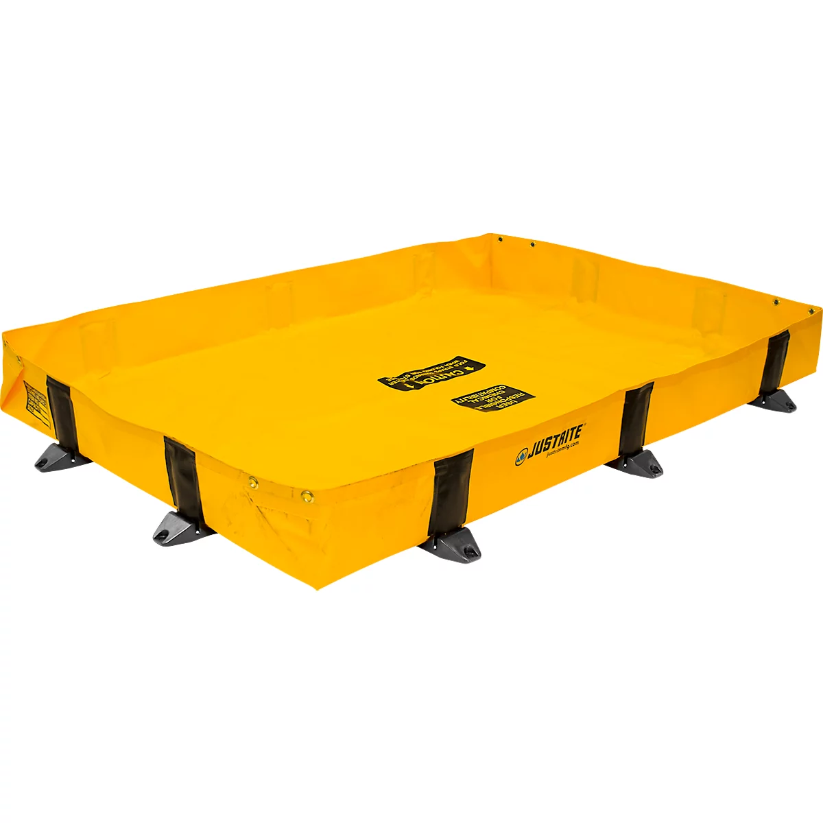 Justrite opvouwbare lekbak Lite, toegankelijk, H 2030 x B 2640 mm, 1204 L, geel
