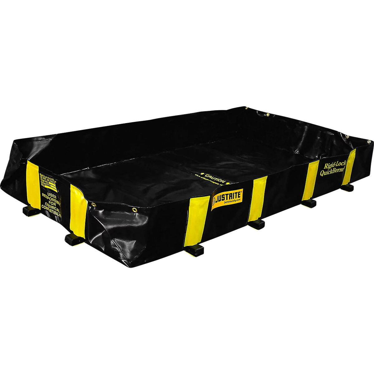 Justrite opvouwbare lekbak, toegankelijk, H 3050 x B 1220 mm, tot 890 L, zwart
