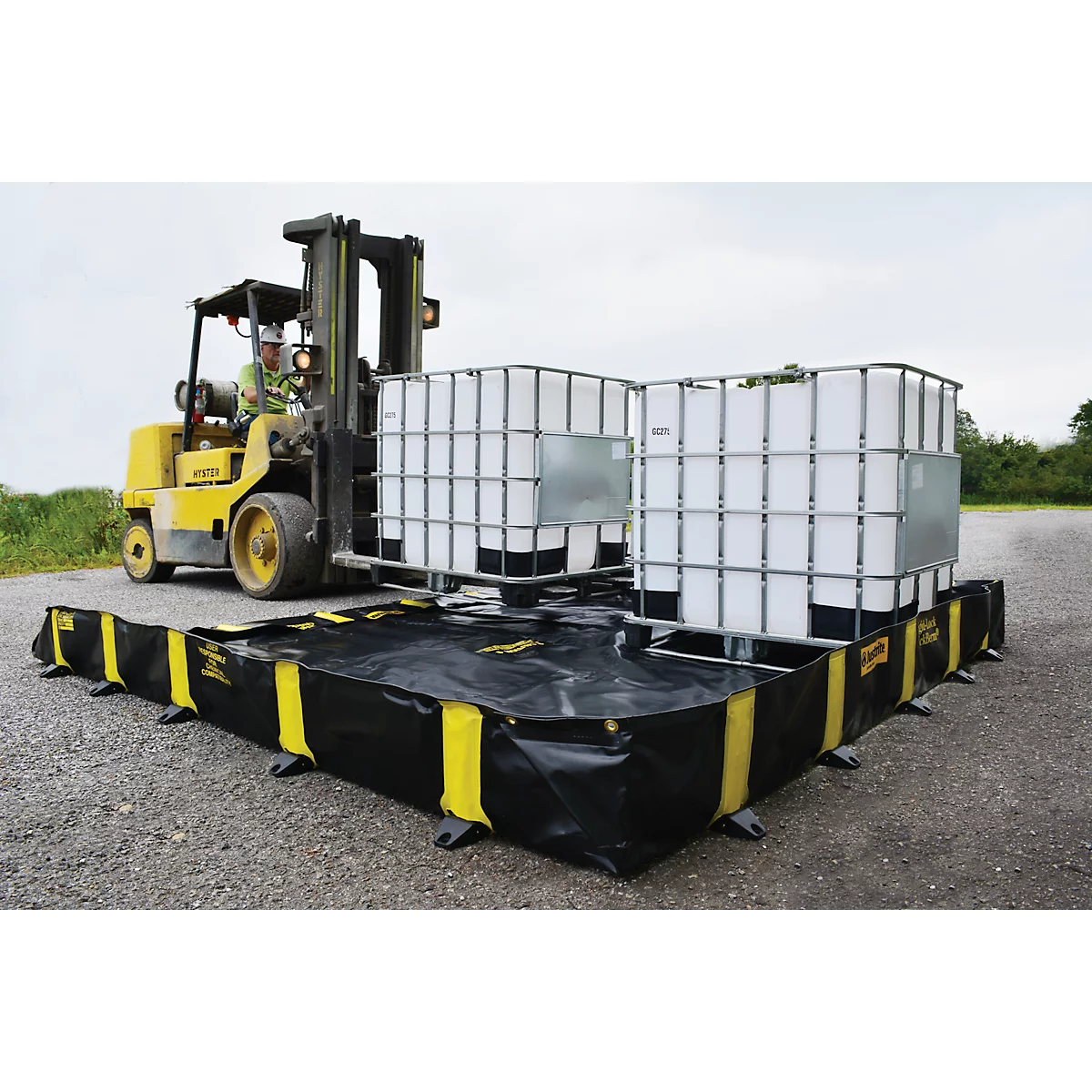 Justrite opvouwbare lekbak, toegankelijk, H 3050 x B 1420 mm, tot 662 L, zwart