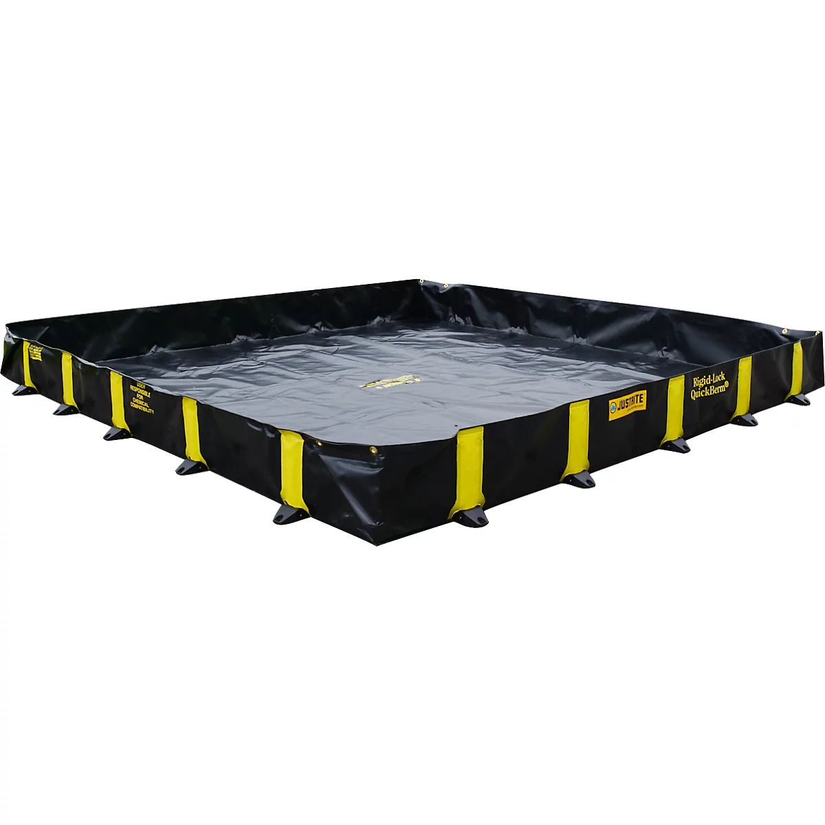 Justrite opvouwbare lekbak, toegankelijk, H 3050 x B 3250 mm, tot 2820 L, zwart