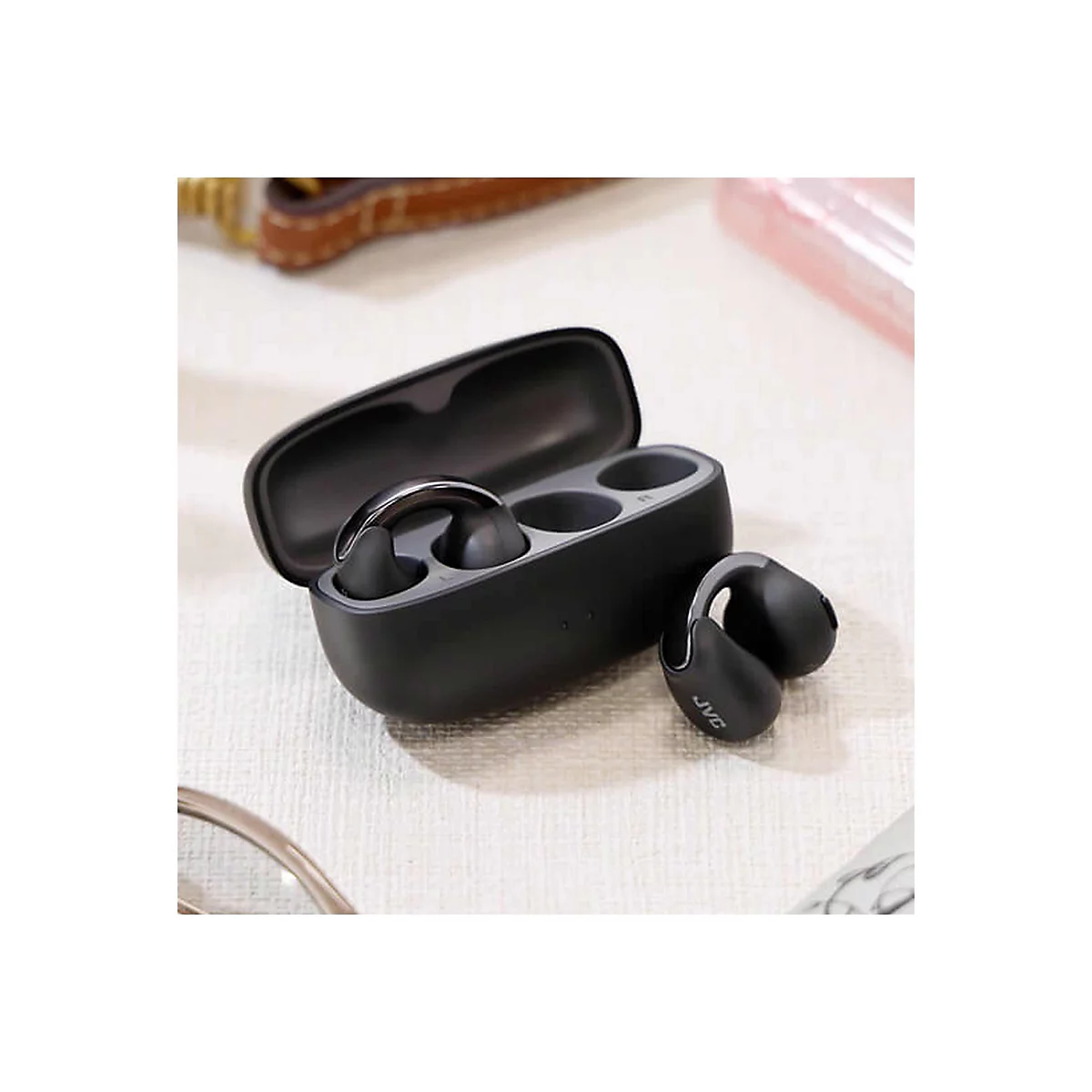 JVC HA-NP1T - True Wireless-Kopfhörer mit Mikrofon - offenes Ohr - Clip-On - Bluetooth - Schwarz