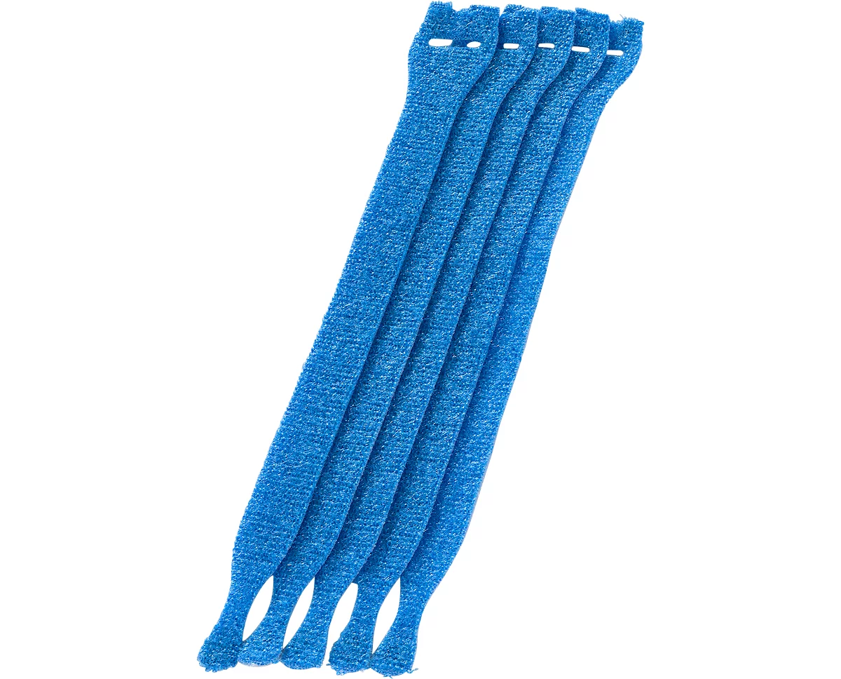 Kabel-klittenbandsluitingen, B 12 x L 200 mm, blauw, 10 stuks