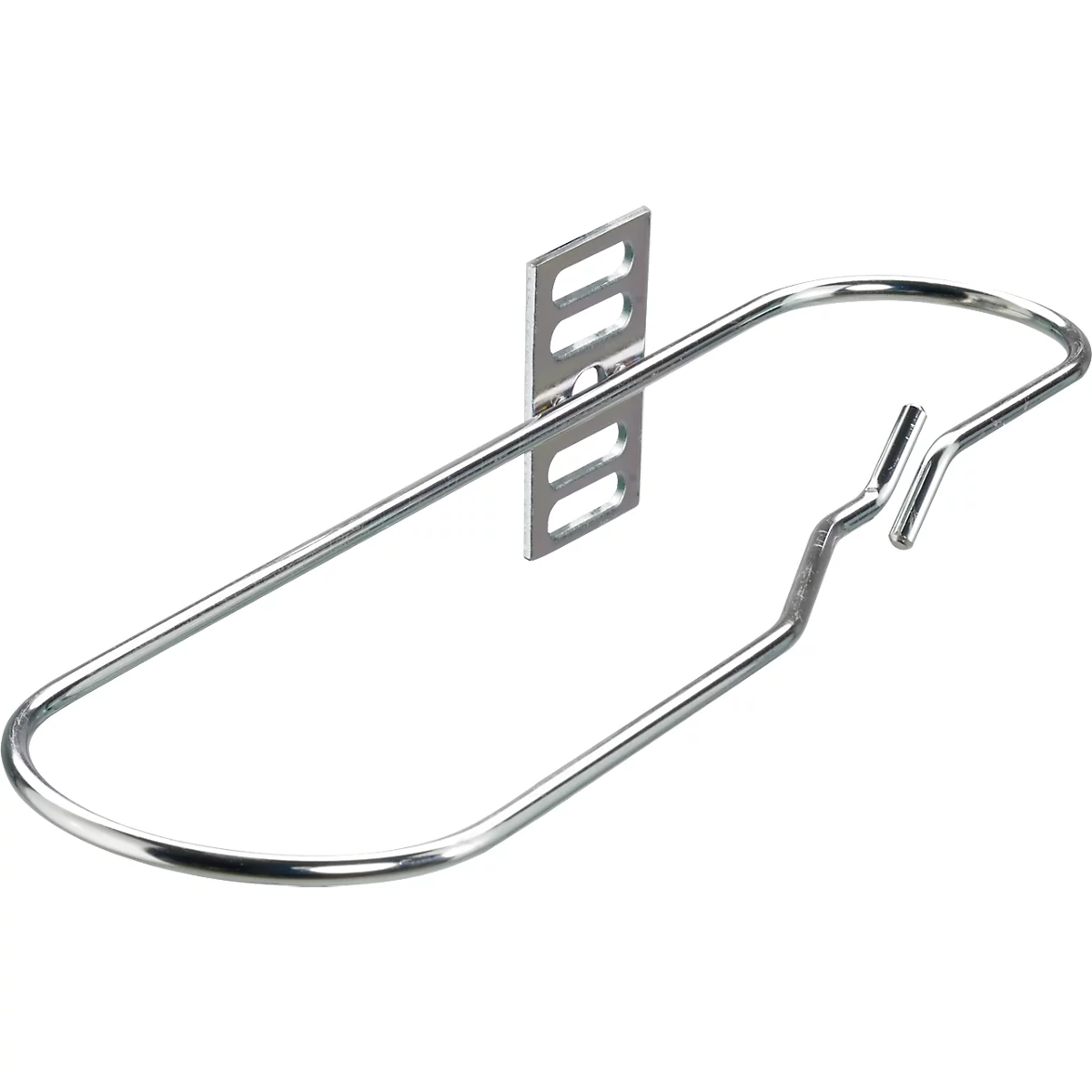 Haken aus Metall zur Befestigung an der Wand. Metallhaken mit rechteckiger Wandhalterung.